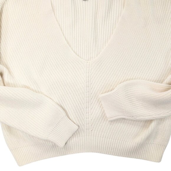 SOLDlulu's XS Cream Cropped Cableknit V-Neck Long Sleeve 'Feel It Still' Sweater - Picture 7 of 8